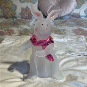 Department 56 Frosted Glass Bunny Lamp with Pink Accents